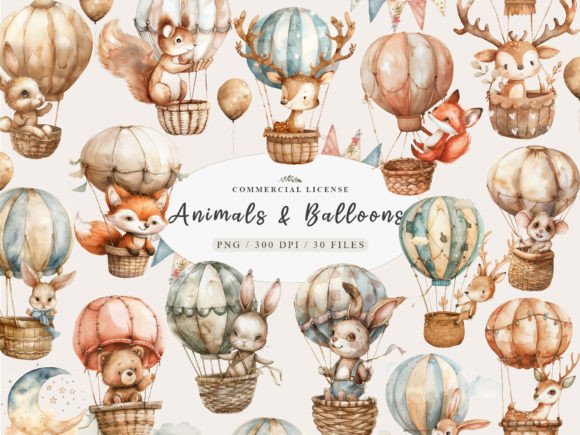 Download Animals with Balloons, Neutral Baby Png - Neutral Collection