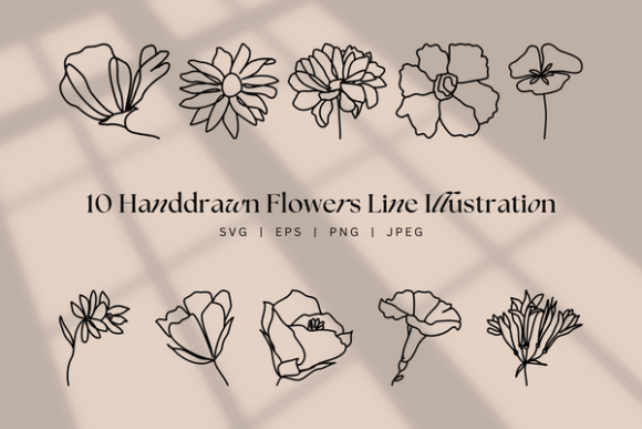 Download Handdrawn Flower Line Art, Floral Boho - Premium Bundle